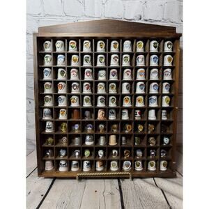 Thimble Collection With Large Display Case, 100 State Thimbles Cover MSR Imports